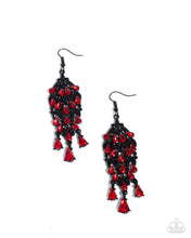 Load image into Gallery viewer, Fringe Film Red Earrings