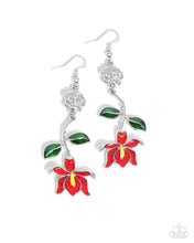 Load image into Gallery viewer, Floral Fractal Red Earrings