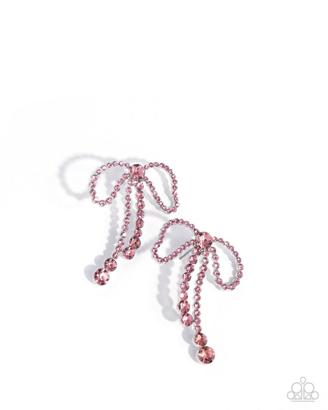 Black Tie Bow Pink Earrings