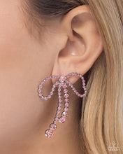 Load image into Gallery viewer, Black Tie Bow Pink Earrings