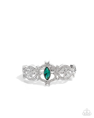 Courtly Coquette Green Hinged Bracelet