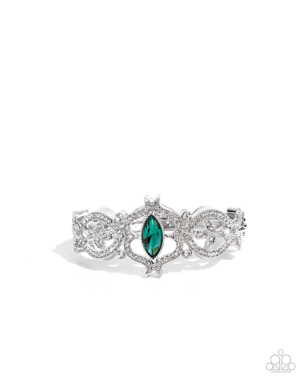 Courtly Coquette Green Hinged Bracelet