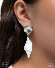 Load image into Gallery viewer, Coastal Collage White Clip On Earrings