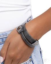 Load image into Gallery viewer, Belted Brilliance Black Coil Bracelet