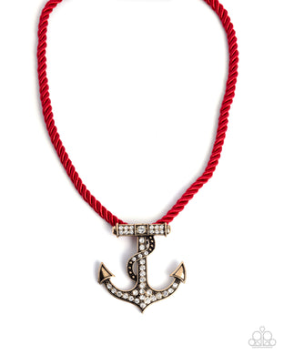 Anchored Allure Red Necklace