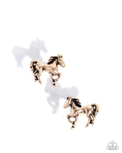Load image into Gallery viewer, Stallion Selfie Gold Post Earrings