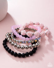 Load image into Gallery viewer, Rose Garden Grandeur Pink/Black Bracelet