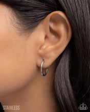 Load image into Gallery viewer, Sinuously Stainless Silver Hinged Hoop Earrings