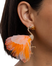 Load image into Gallery viewer, Feathered Flamingo Orange Feather Earrings