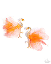 Load image into Gallery viewer, Feathered Flamingo Orange Feather Earrings