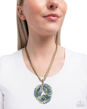 Load image into Gallery viewer, Peacock Patchwork Brass Necklace