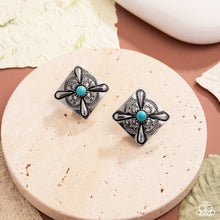 Load image into Gallery viewer, Stony Stencil Blue Clip-On Earrings