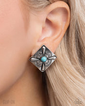 Load image into Gallery viewer, Stony Stencil Blue Clip-On Earrings