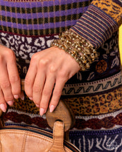 Load image into Gallery viewer, Monochromatic Mosaic Gold Coil Bracelet