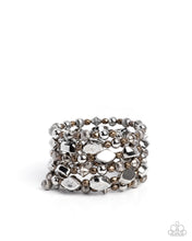 Load image into Gallery viewer, Monochromatic Mosaic Silver Coil Bracelet