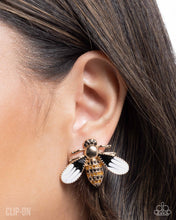 Load image into Gallery viewer, Blissful Bee Gold Clip-On Earrings