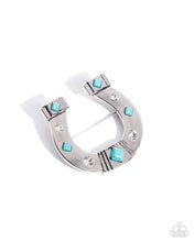 Load image into Gallery viewer, Horseshoe Horizon Blue Brooch