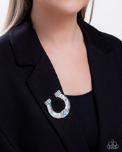 Load image into Gallery viewer, Horseshoe Horizon Blue Brooch