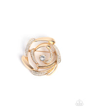 Load image into Gallery viewer, Singing Spirals Gold Brooch