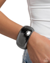Load image into Gallery viewer, Hammered Hassle Black Hinged Bracelet