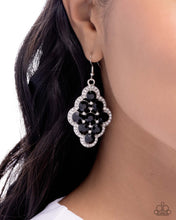 Load image into Gallery viewer, Scalloped Shimmer Black Earrings
