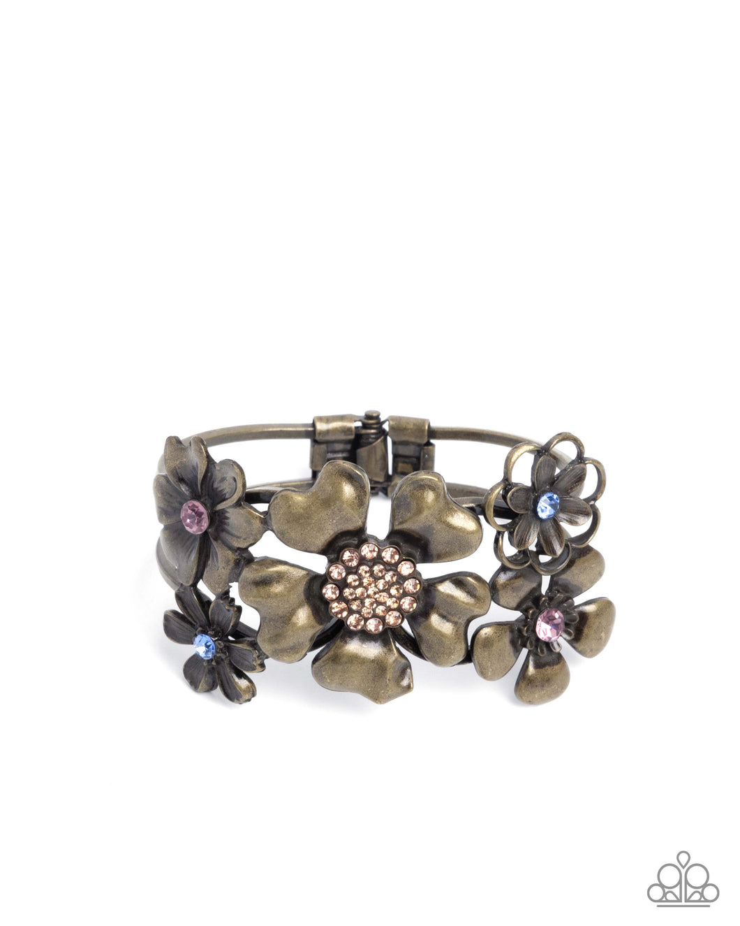 Bursting Bouquet Brass Hinged Bracelet