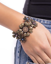 Load image into Gallery viewer, Bursting Bouquet Brass Hinged Bracelet