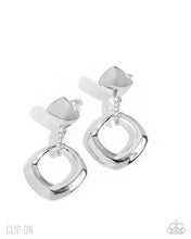 Load image into Gallery viewer, Square Shopaholic White Clip On Earrings