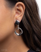 Load image into Gallery viewer, Square Shopaholic White Clip On Earrings