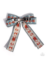 Load image into Gallery viewer, Printed Parlor Blue Hair Bow
