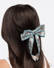 Load image into Gallery viewer, Printed Parlor Blue Hair Bow