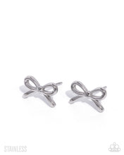 Load image into Gallery viewer, BOW The Line Silver Post Earrings