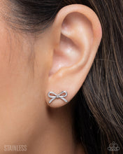 Load image into Gallery viewer, BOW The Line Silver Post Earrings
