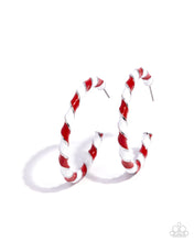 Load image into Gallery viewer, Candy Cane Lane Red Hoop Earrings