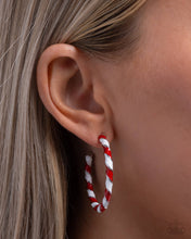 Load image into Gallery viewer, Candy Cane Lane Red Hoop Earrings