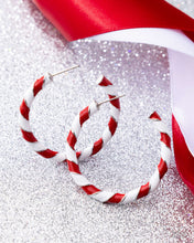 Load image into Gallery viewer, Candy Cane Lane Red Hoop Earrings
