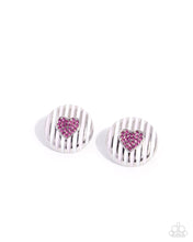 Load image into Gallery viewer, Smitten Stripes Pink Post Earrings