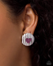 Load image into Gallery viewer, Smitten Stripes Pink Post Earrings
