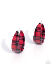 Load image into Gallery viewer, Fabulous Flannel Red Acrylic Hoop Earrings