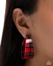 Load image into Gallery viewer, Fabulous Flannel Red Acrylic Hoop Earrings