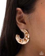 Load image into Gallery viewer, Crimped Color Brown Post Earrings