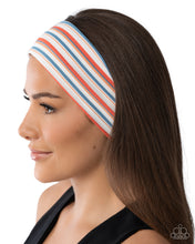 Load image into Gallery viewer, Striped Suffragette Multi Blue/Orange Headband
