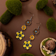 Load image into Gallery viewer, Floral Flock Yellow Earrings
