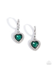 Load image into Gallery viewer, Vintage Victor Green Hinged Hoop Earrings