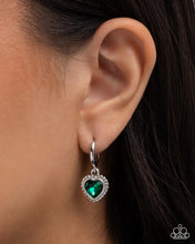 Load image into Gallery viewer, Vintage Victor Green Hinged Hoop Earrings