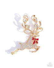 Load image into Gallery viewer, Reindeer Games Gold Brooch
