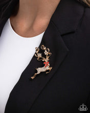 Load image into Gallery viewer, Reindeer Games Gold Brooch