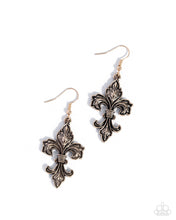 Load image into Gallery viewer, Fancy Fleur-De-Lis Gold Earrings