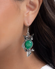 Load image into Gallery viewer, Owl Observation Green Earrings