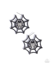 Load image into Gallery viewer, Spiderweb Showcase Black Hoop Earrings
